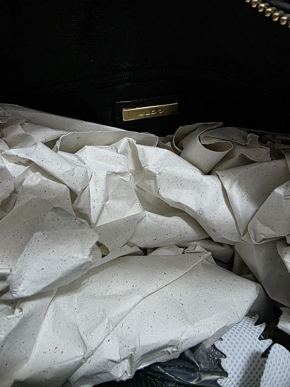 Aldo Black Pebbled Hobo with Gold Chain